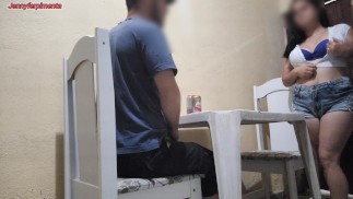 young couple fucks in the public bathroom of a bar