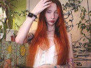 Preview 3 of long-haired natural girl down braids ❀ naked but in stockings