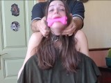 Sex slave handcuffed to a chair cums with a new toy