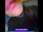 Preview 6 of Your giantess Ashley swallows whole gummy snakes