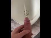 Preview 4 of A guy pees in an office public toilet with his beautiful dick with big balls
