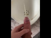 Preview 5 of A guy pees in an office public toilet with his beautiful dick with big balls