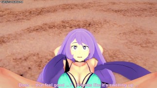 Nejire Hado gibt dir einen Footjob am Strand! Mein Held Academia Füße POV