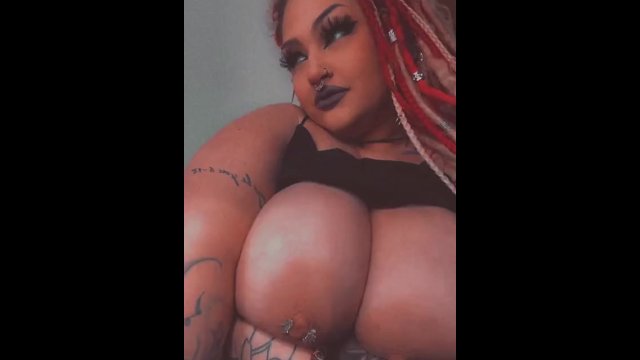 Big Girl Rubs Pierced Big Tits