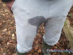 Fully clothed pissing in the woods