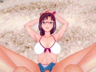 Mari Illustrious Makinami gives you a Footjob at the Beach! Evangelion Feet POV