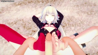 Jeanne D'arc Gives You a Footjob At The Beach! Fate/Grand Order Feet POV