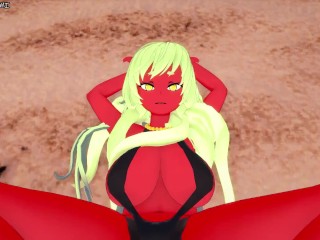 Scanty Daemon gives you a Footjob at the Beach! Panty and Stocking with Garterbelt Feet POV