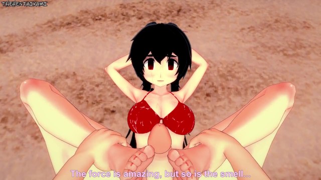 Filia Medici дарит вам футфетиш на пляже! Skullgirls Ноги от первого лица