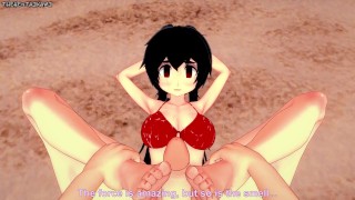 Filia Medici geeft je een footjob op het strand! Skullgirls voeten POV