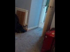 Risky masturbation with bedroom door open almost caught