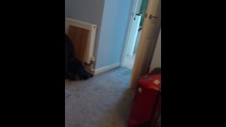 Risky masturbation with bedroom door open almost caught