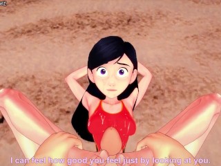 Violet Parr gives you a Footjob at the Beach! the Incredibles Feet POV