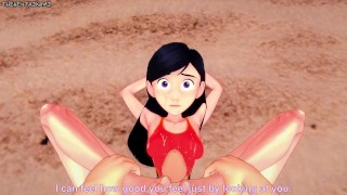 Violet Parr Gives You a Footjob At The Beach! The Incredibles Feet POV