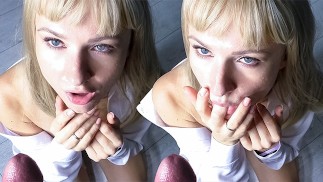 Horny Secretary Passionately Sucks Big Dick and Gets Cum in Mouth POV