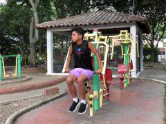 18 YEAR OLD COLOMBIAN BOY DOING EXERCISES AND SHOWING HIS MUSCLES