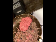 Beating my meat in the kitchen