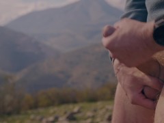 Outdoors Lover's Public Trail Jerk Off, Moaning and Cumshot