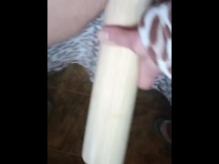 Bangin my cunt with a rolling pin