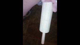 Bangin my cunt with a rolling pin