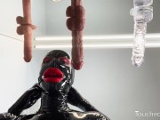 Preview 4 of TouchedFetish - Echtes Fetisch Ehepaar in glänzendem Latex Gummi Catsuit | Ficken blasen lutschen