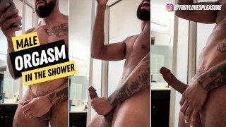 Hot guy jerks off & orgasms in the shower. Video # - 59