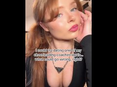 Cheerleader babe is thinking to date her coaches