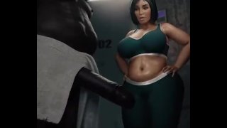 Mujer gorda teniendo sexo con una afro