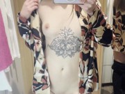 Preview 5 of Crazy girl shows her tits publicly in the fitting room