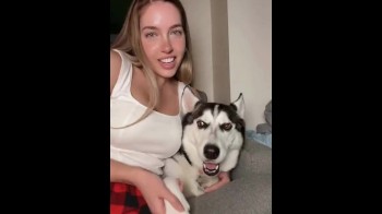Sexy Blondie Plays with her Dog - Pornhub.com