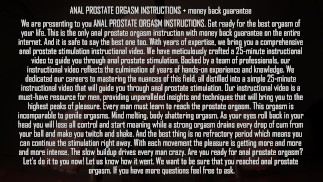 ANAL PROSTATE ORGASM INSTRUCTIONS - money back guarantee