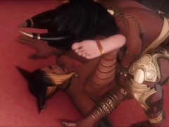 Sun-kissed Miqo'te gets dommed by a Queen's strapon