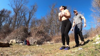 Another funny "pantsing" prank - topless in the park - Sammi Starfish