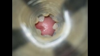 Eerste dubbele cumshot in Fleshlight