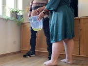 Preview 3 of Dear mother-in-law takes off her panties and pees with her legs wide open in a bucket next to her so