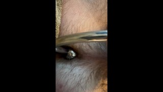 Masturbación con anillo de polla plug culo