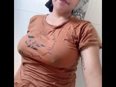 juicy milf plays in the shower with her fat pussy