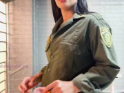 Preview 5 of Police officer Sarah Montufar finds a dildo and masturbates in the police station