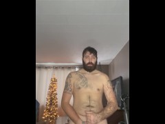 Daddy oils up his thick cock!! Pouring cum!!