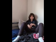 Preview 6 of Clothed College Slut Masturbating and Cumming in Leggings