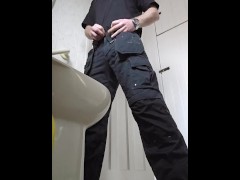 Voyeur style pissing in the toilet