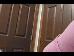 Blonde housewife does laundry topless