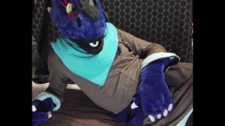 Dragon Fills Condom While Stuffing Himself