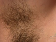 Preview 3 of Extremely hairy chick plays with all her body hair, from legs to pits to her massively thick bush.