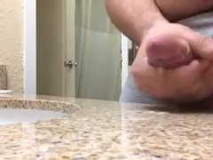 Beating the hell out of my cock and cumming on the hotel counter