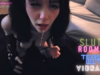 Screen Capture of Video Titled: CRAZY Ahegao SLUT Teased with VIBRATOR Until She sucks DICK (Free Version)