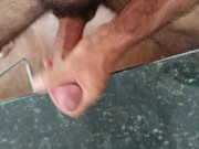 Preview 6 of Hitting my dick on the dining table with a hot handjob on my big thick dick PART 2 with cum