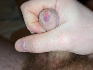 Cum on Belly, Fat Degenerate Cum a Big Load from Tiny Cock!