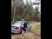 Preview 3 of Twink gives a blowjob step bro 24cm big cock outdoor by car