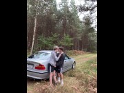 Preview 4 of Twink gives a blowjob step bro 24cm big cock outdoor by car